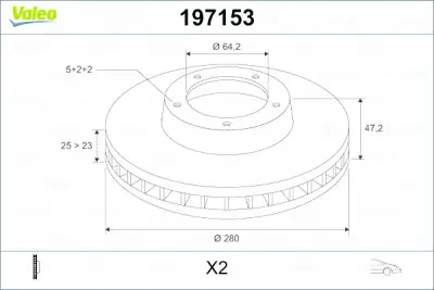 Disco de freno VALEO 197153 Auténtico